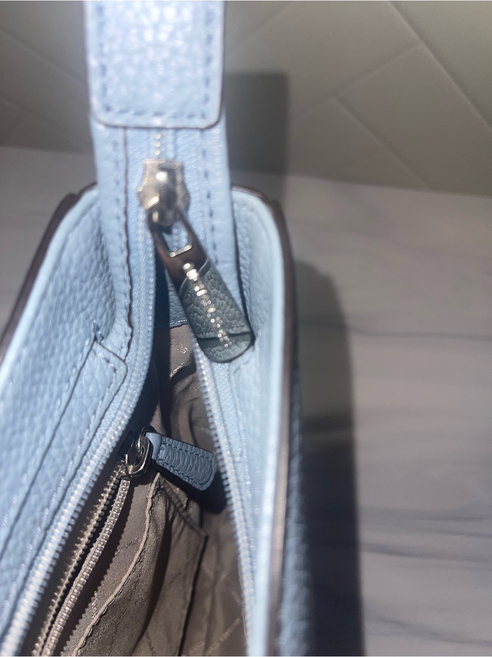 Michael Kors pebbled leather baby blue crossbody - gently used - Picture 10 of 12